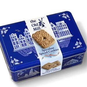 The Old Mill Speculaas Spiced Cookies In blue tin