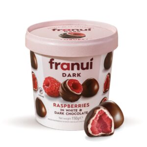 Franui dark raspberry in white and dark chocolate (frozen,only collected)